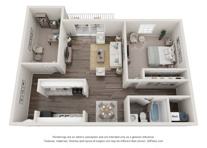 One bedroom apartment floor plan One bedroom apartment floor plan